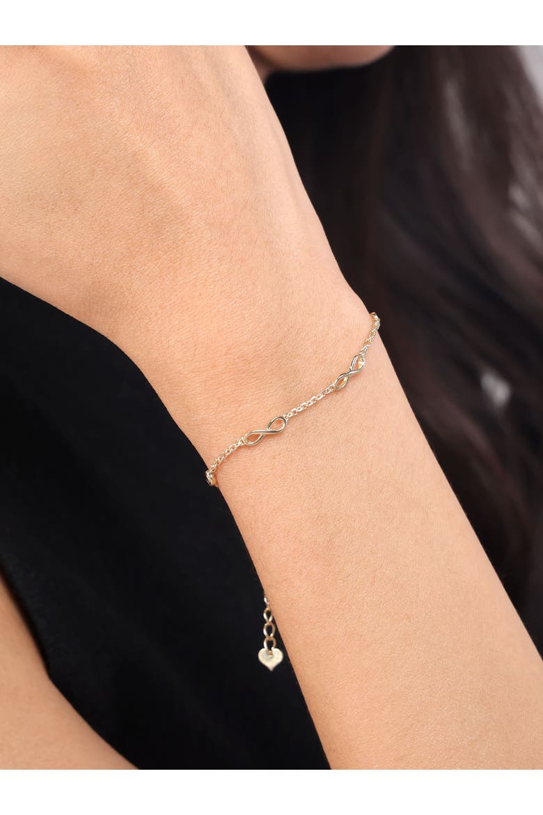 Infinity Five-Charm Chain Bracelet in 14K Gold, Alternate, color, Yellow Gold