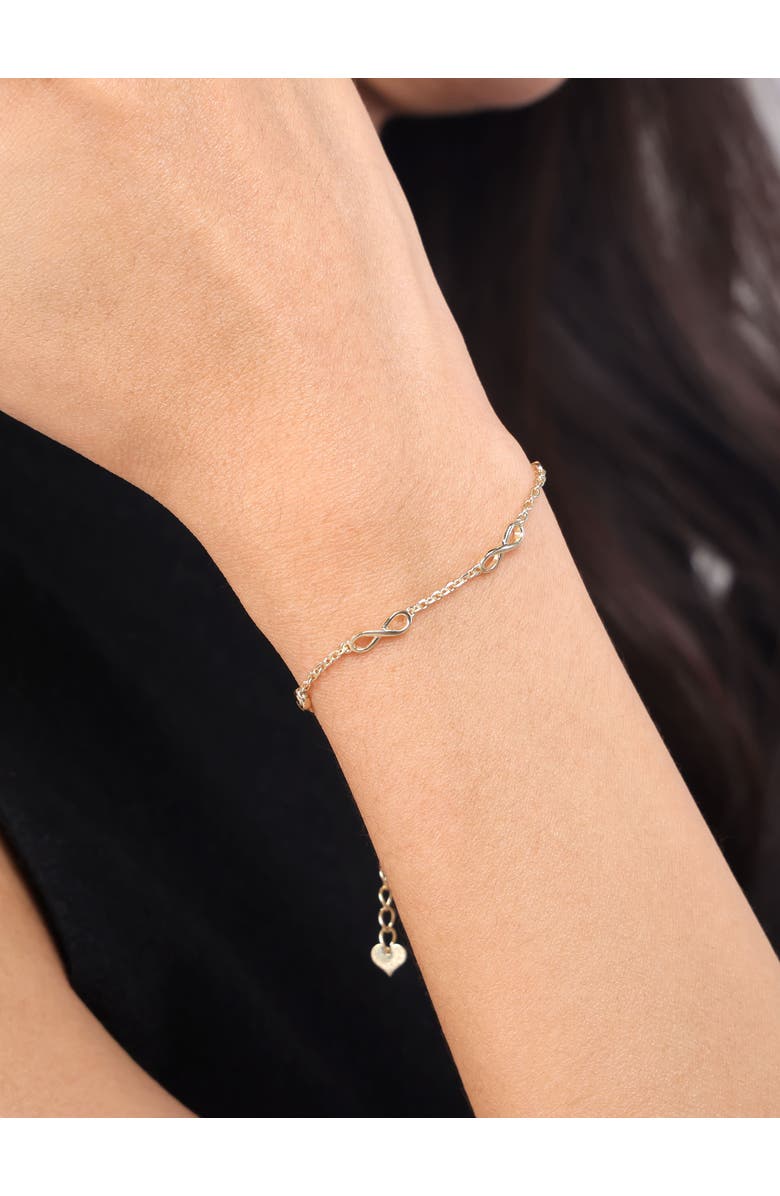 DEVATA Infinity Five-Charm Chain Bracelet in 14K Gold, Alternate, color, Yellow Gold