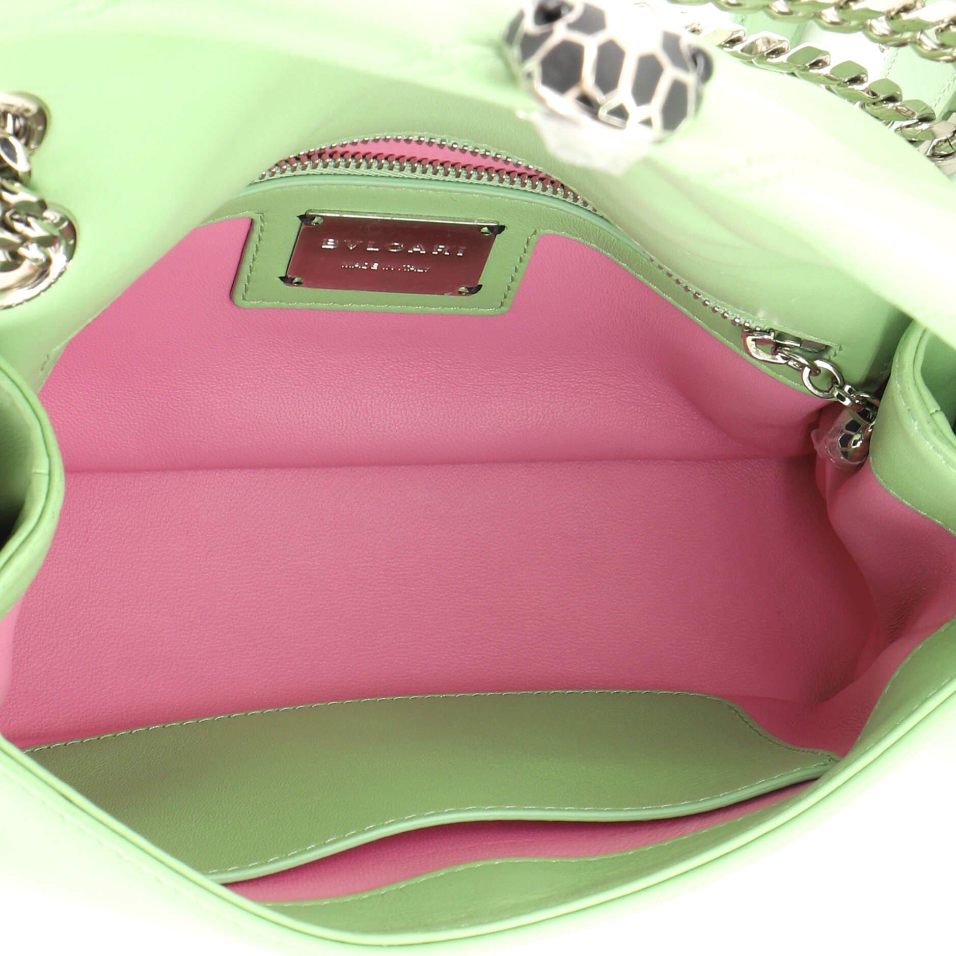 Serpenti Cabochon Shoulder Bag Diagonal Quilted Leather Small, Alternate, color, Green