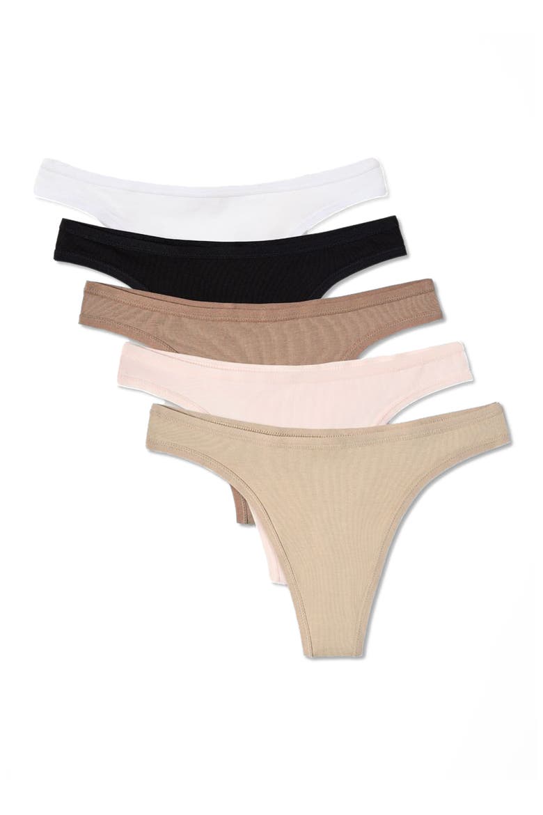 Everyday Classic Fit Thong 5-Pack Made With Organic Cotton, Main, color, Core Edit