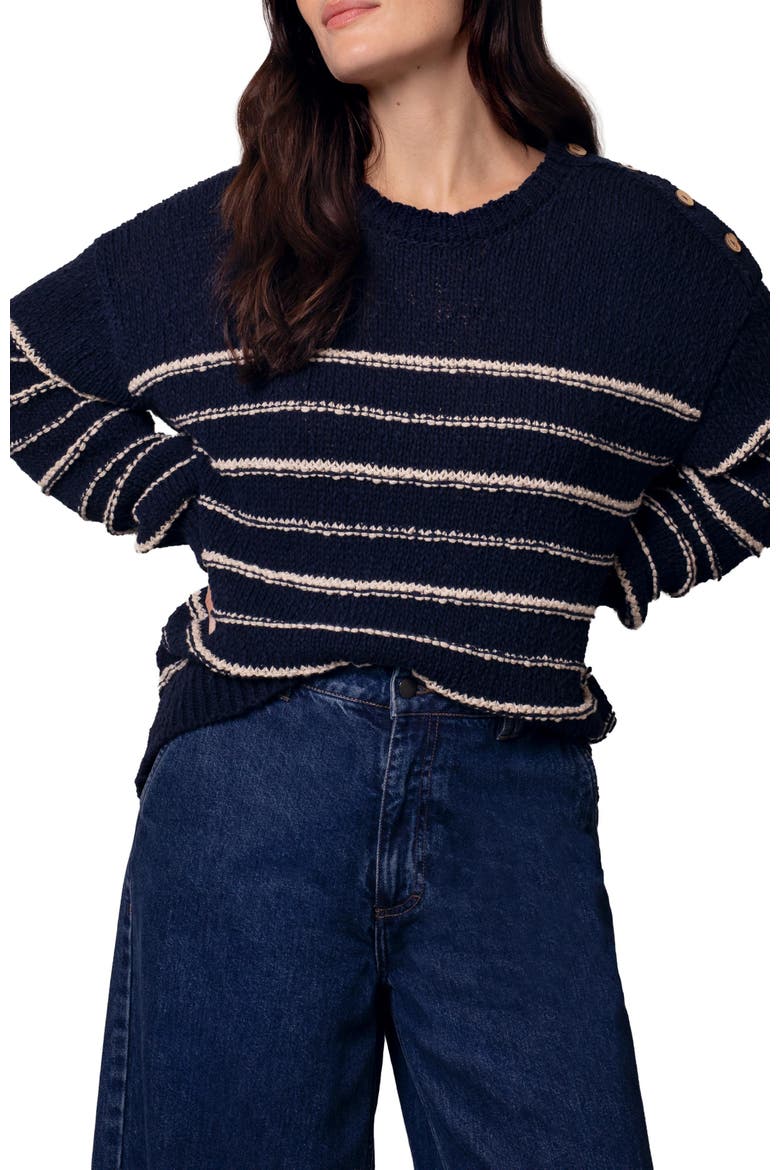 Linen Cotton Breton Sweater, Alternate, color, Navy / Ecru Stripe