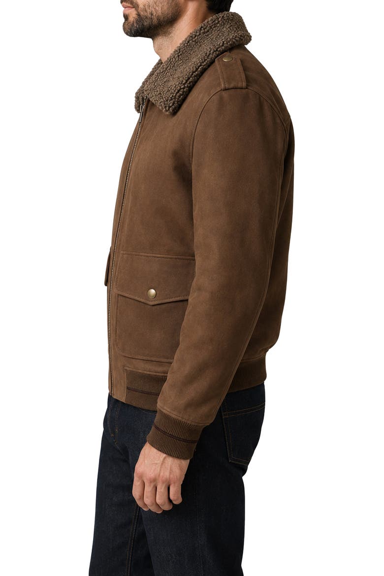 Flight Style Leather Jacket, Alternate, color, BROWN