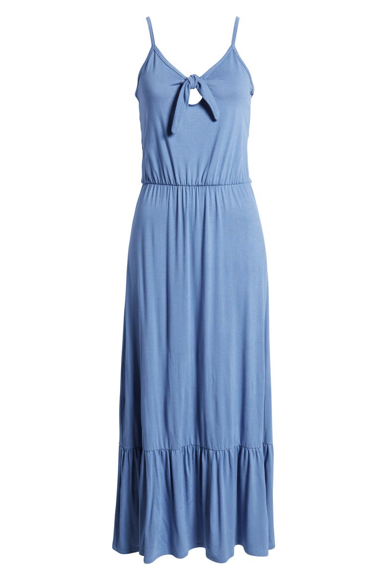 Tie Front Maxi Sundress, Alternate, color, DENIM