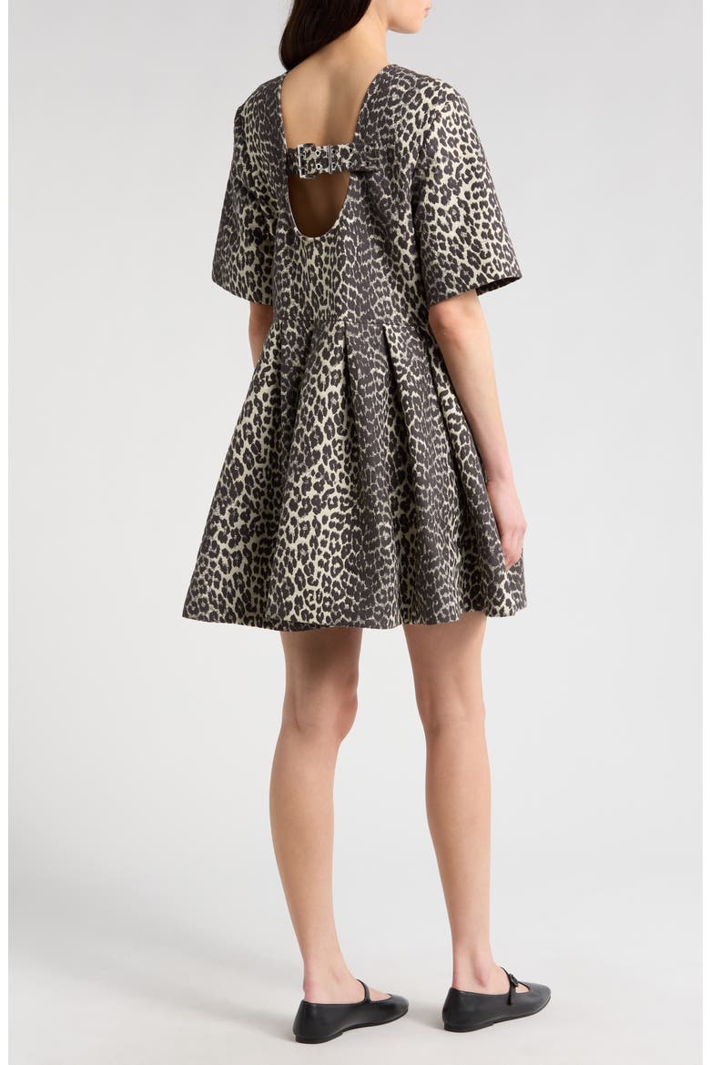 Leopard Jacquard Organic Cotton Skater Dress, Alternate, color, LEOPARD