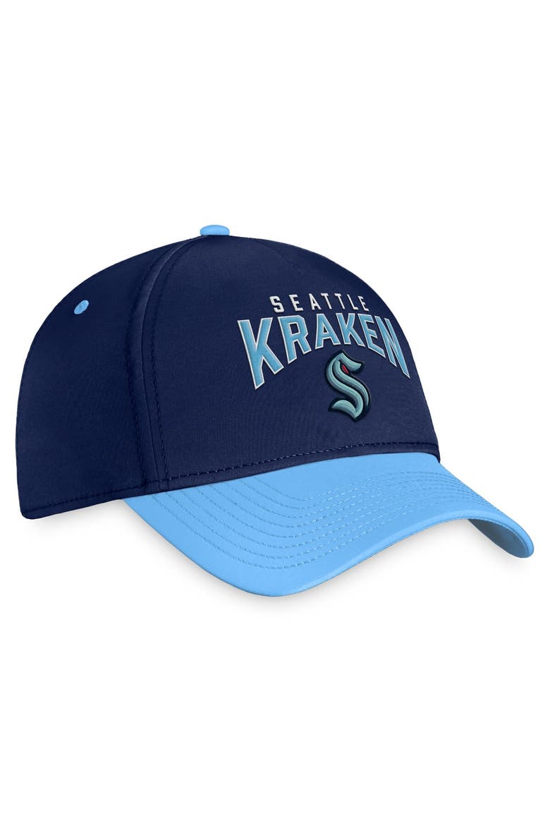 Men's Fanatics Branded Deep Sea Blue/Light Blue Seattle Kraken Fundamental 2-Tone Flex Hat, Alternate, color, Navy