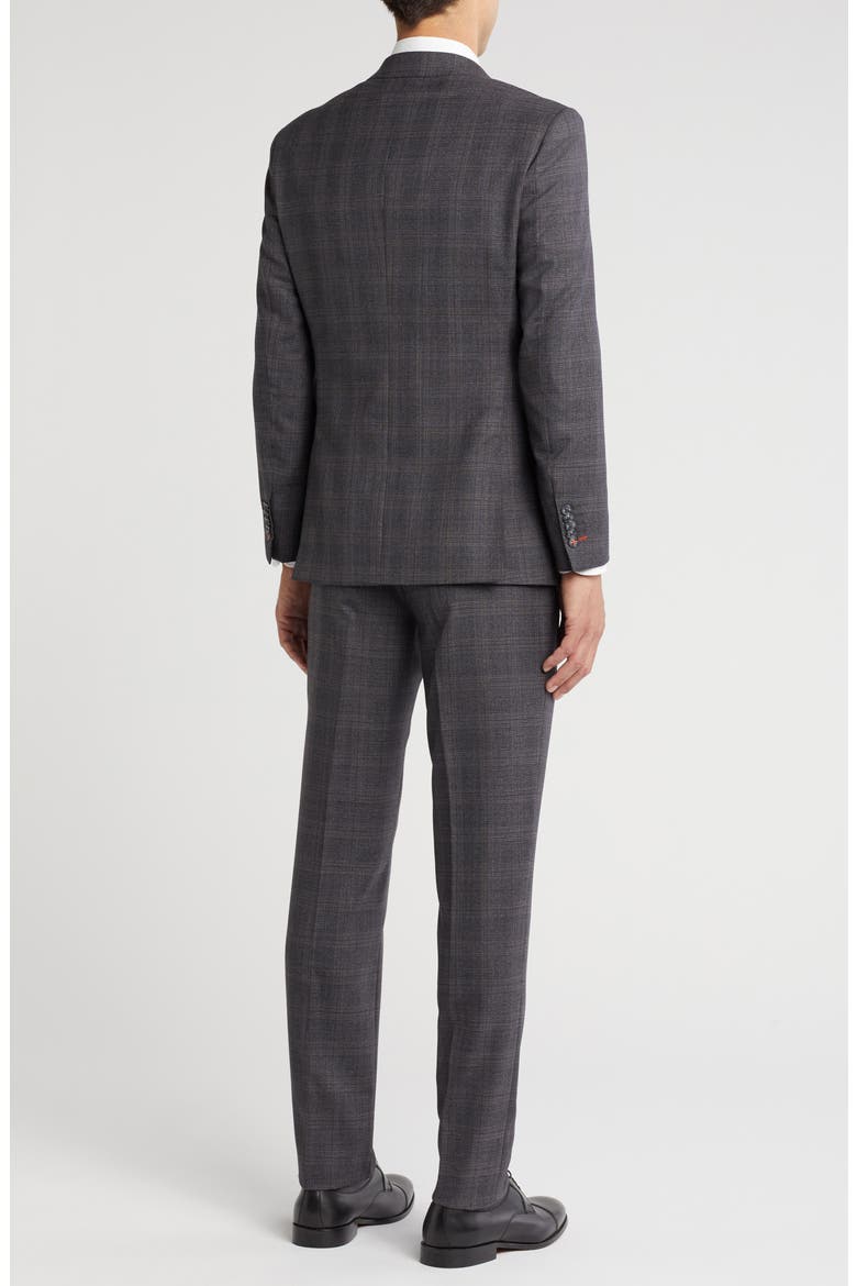 Plaid Trim Fit Peak Lapel Wool Blend Two-Piece Suit, Alternate, color, BROWN