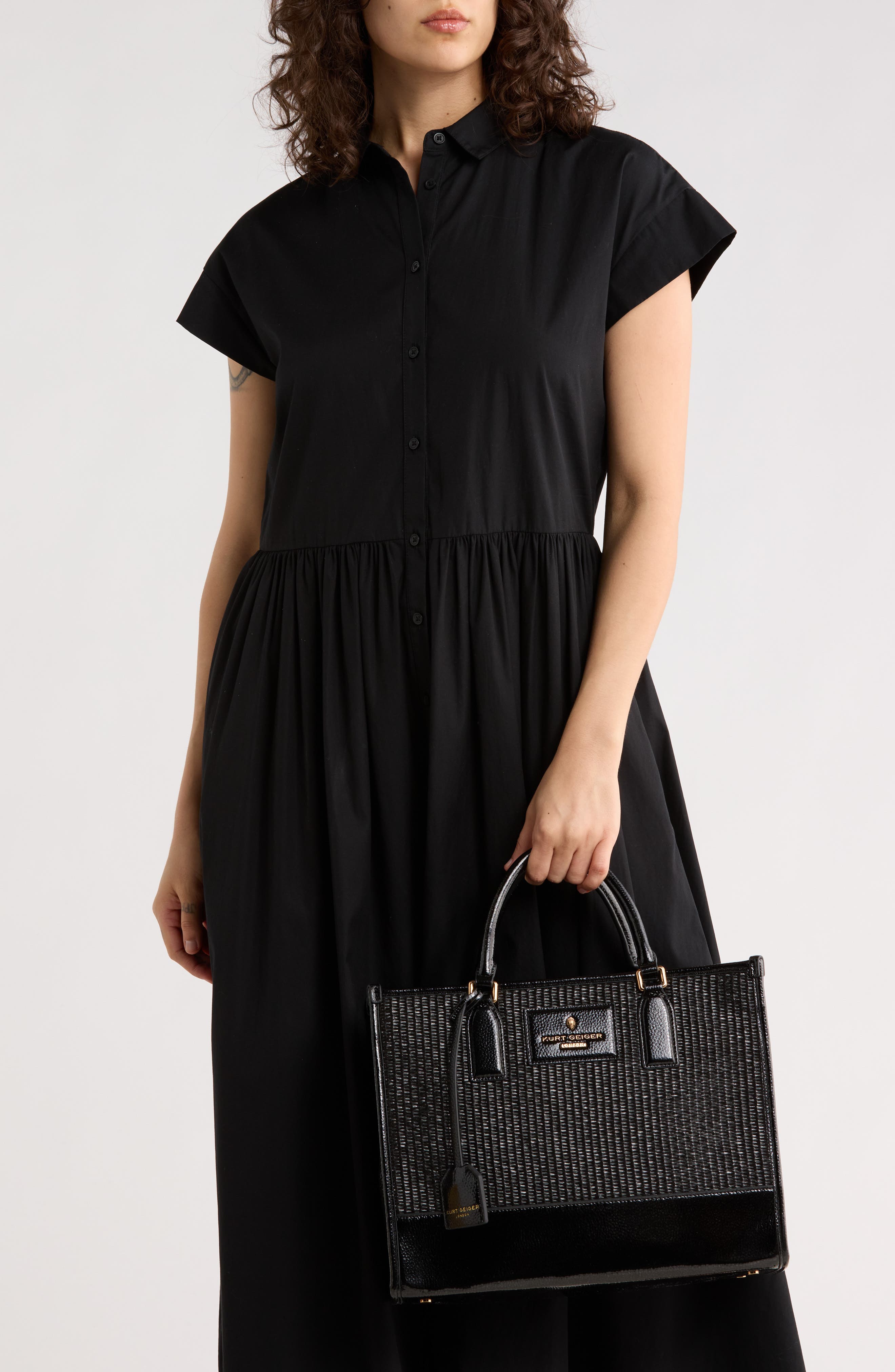 Kurt Geiger London Chiswick Raffia Tote, Alternate, color, Black