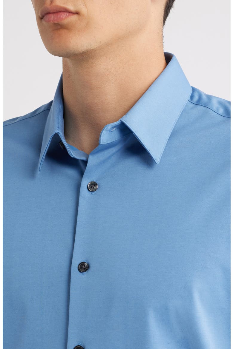 Irving Structure Knit Short Sleeve Button-Up Shirt, Alternate, color, BLUE LAKE