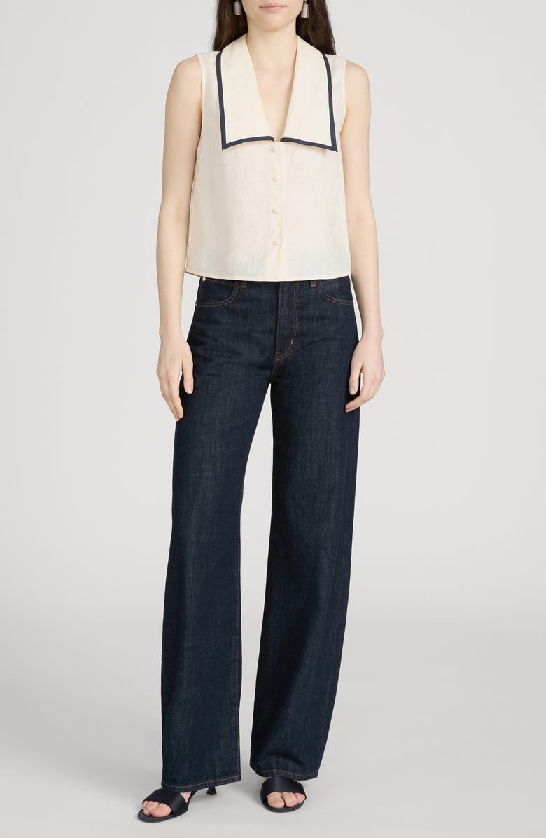 FRAME The Cabana Linen Button-Up Top, Alternate, color, Cream Multi