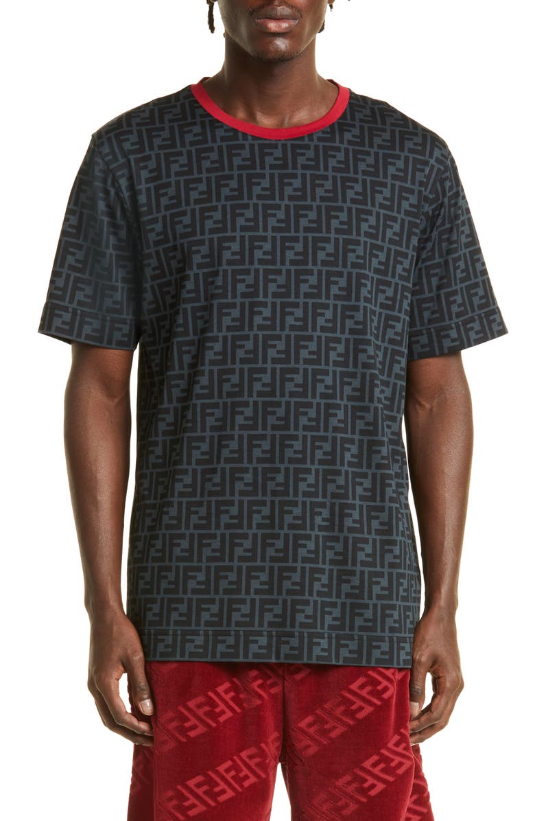Fendi FF Logo Print Cotton T-Shirt, Main, color,