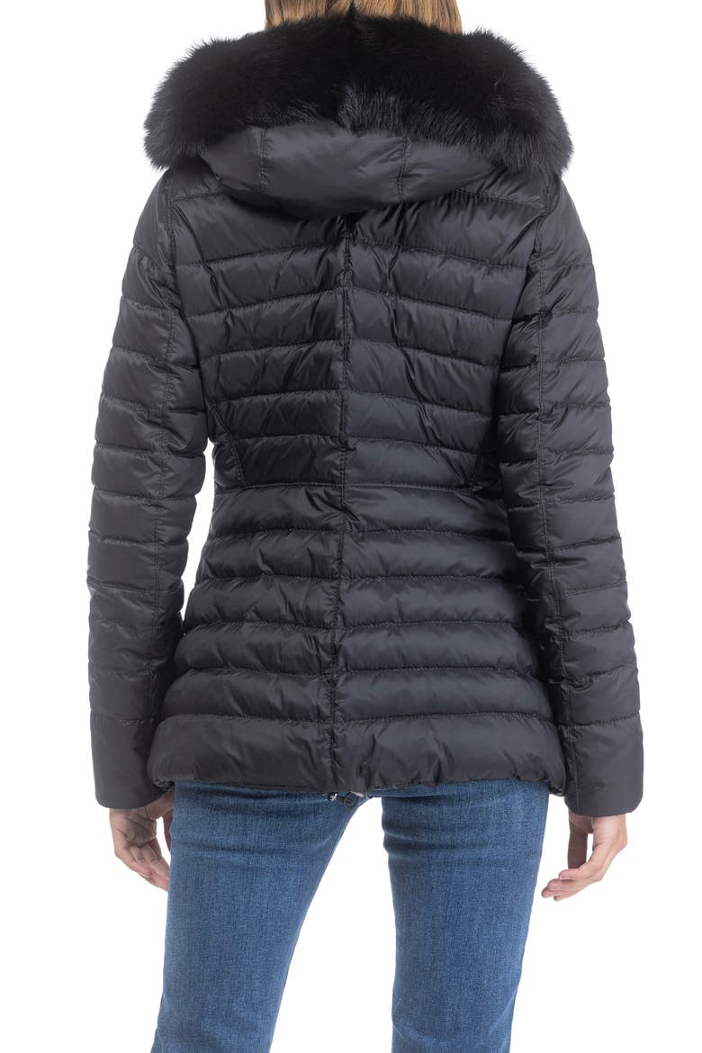 Apres-Ski Horizontal Short Jacket With Detachable Genuine Shearling Hood Trim, Alternate, color, BLACK/BLACK