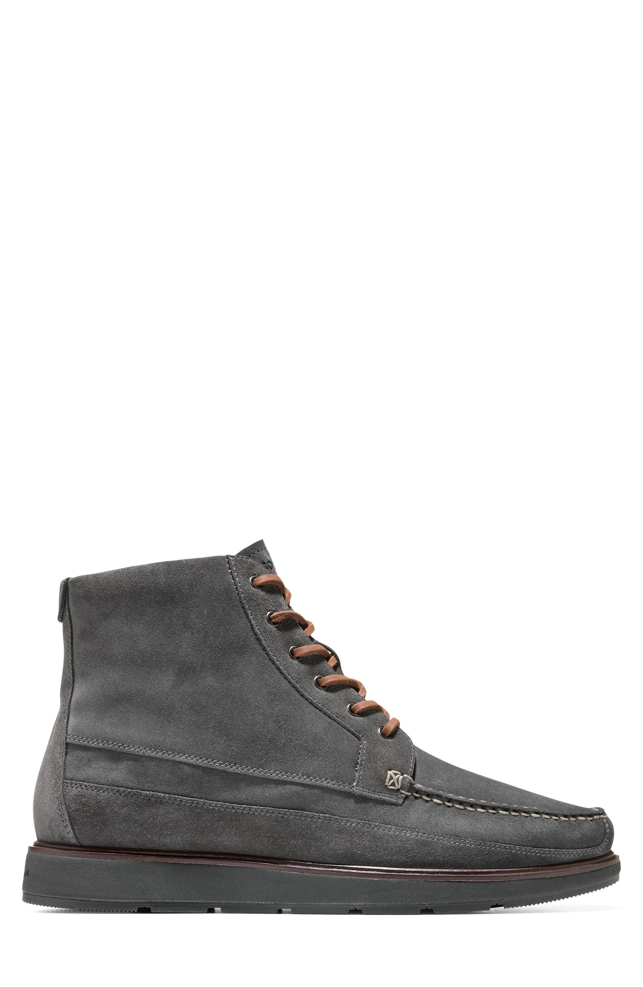 Cole Haan Muir Waterproof Moc Toe Boot, Alternate, color, Raven Sde Raven Wp