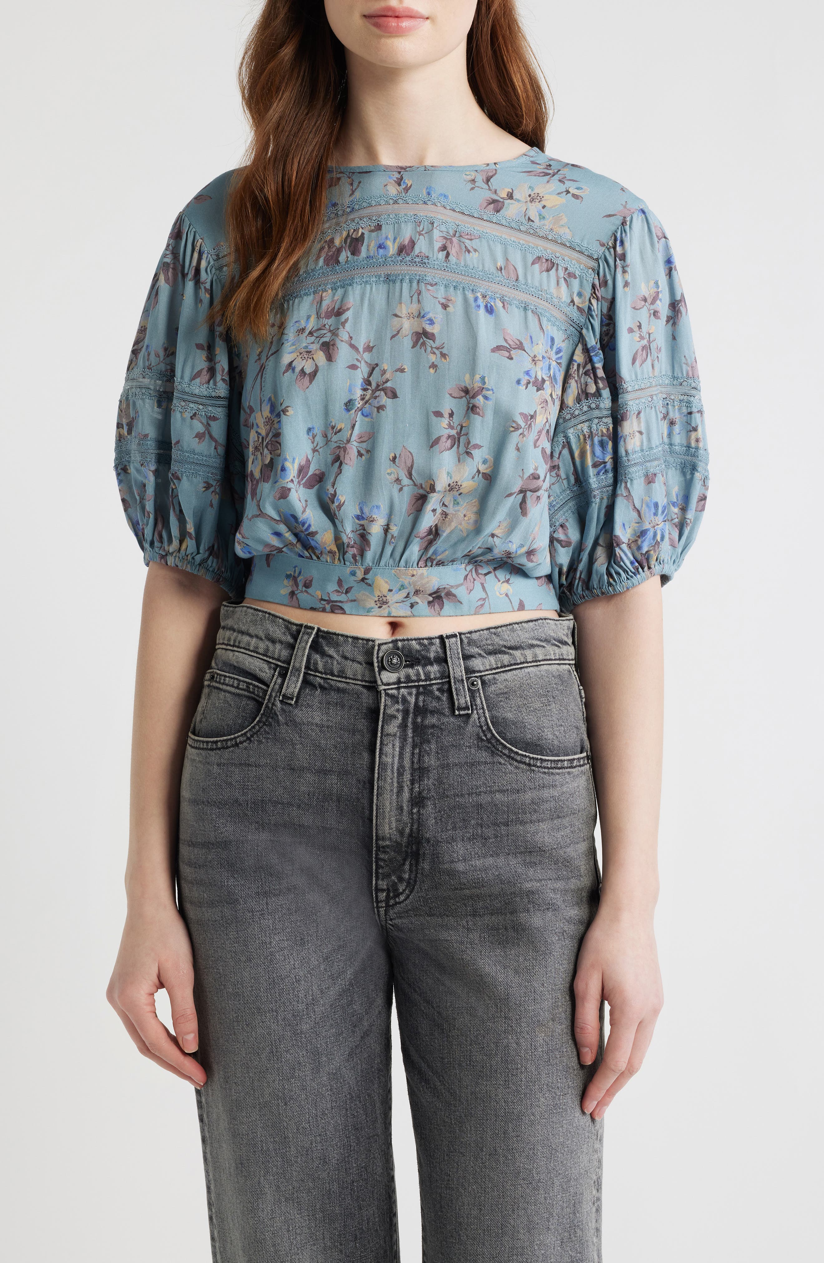 Floral Lace Trim Top - image 3
