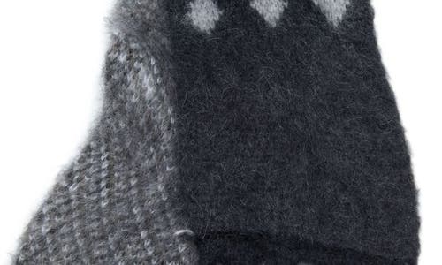 Acne Studios Fair Isle Mohair & Wool Blend Hooded Fringe Scarf In Gray