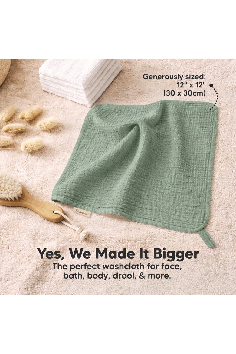 10-Pack Lyra Muslin Baby Washcloths, Alternate, color, Slate