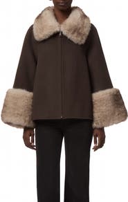 Apparis Judie Faux Fur Trim Coat