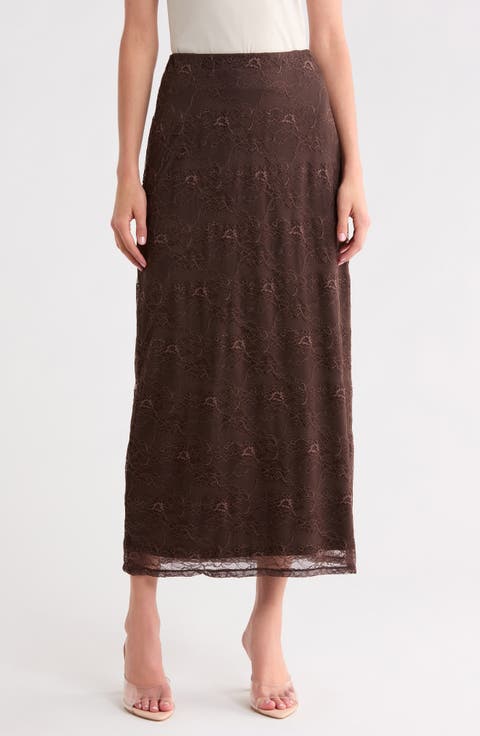Floral Lace Midi Skirt