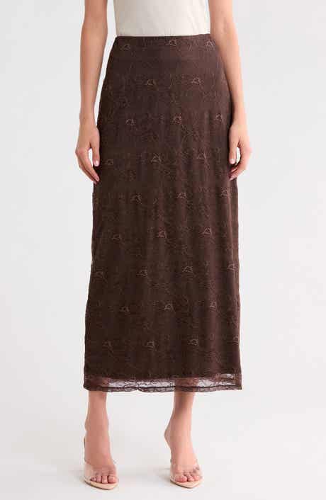 Floral Lace Midi Skirt