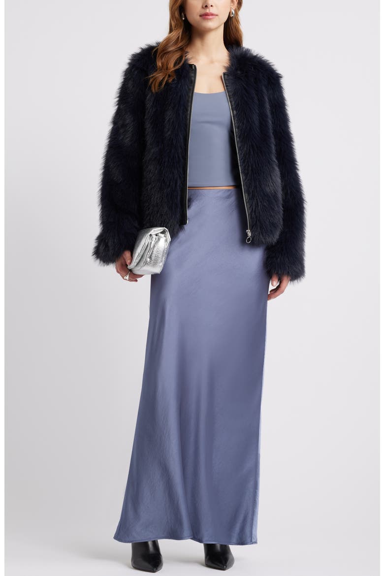 Faux Fur Crop Jacket, Alternate, color, NAVY BLAZER