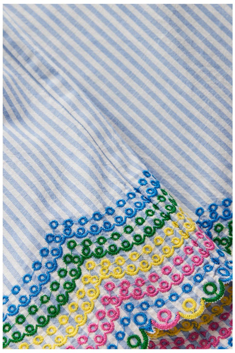 Kids' Stripe Eyelet Scallop Hem Cotton Pants, Alternate, color, BLUE TICKING RAINBOW