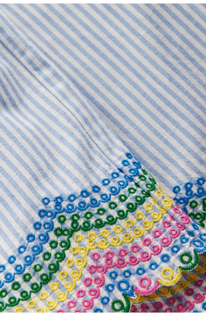 Mini Boden Kids' Stripe Eyelet Scallop Hem Cotton Pants, Alternate, color, Blue Ticking Rainbow