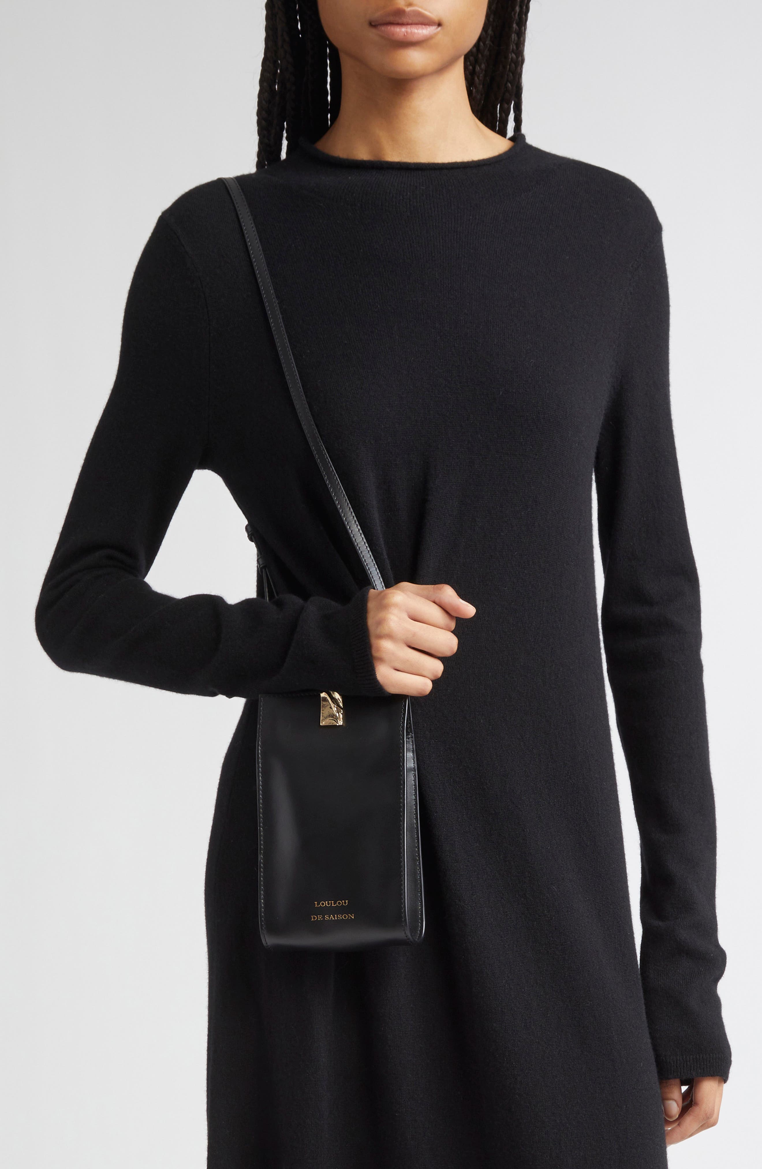 LOULOU DE SAISON Mini Neri Leather Crossbody Bag, Alternate, color, Black