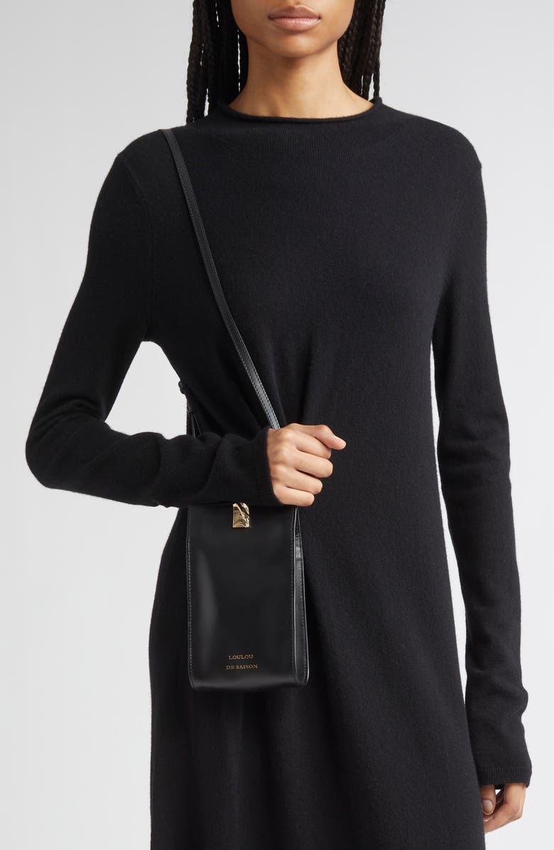 LOULOU DE SAISON Mini Neri Leather Crossbody Bag, Alternate, color, Black