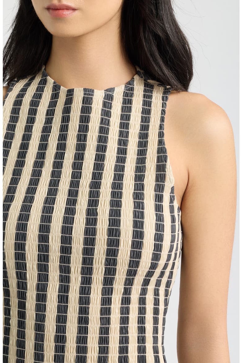 Arlin Smocked Midi Dress, Alternate, color, NOIR KHAKI