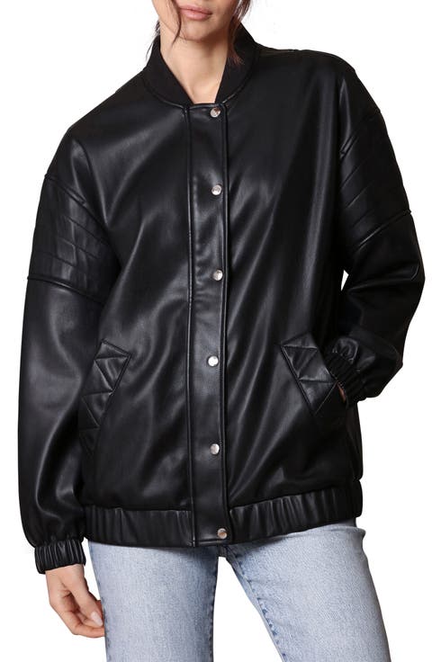 Relaxed Fit Faux-Ever Leather™ Bomber Jacket