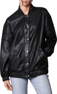 Avec Les Filles Relaxed Fit Faux-Ever Leather™ Bomber Jacket