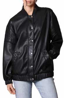Avec Les Filles Relaxed Fit Faux-Ever Leather™ Bomber Jacket