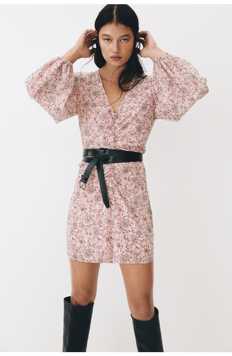 H&M Button-detail Crinkled Dress, Alternate, color, Pink/Floral