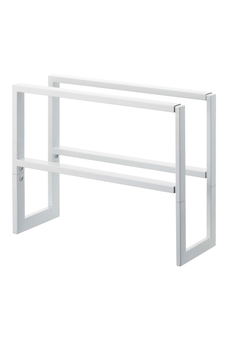 2-Tier Expandable Shoe Rack, Main, color, WHITE