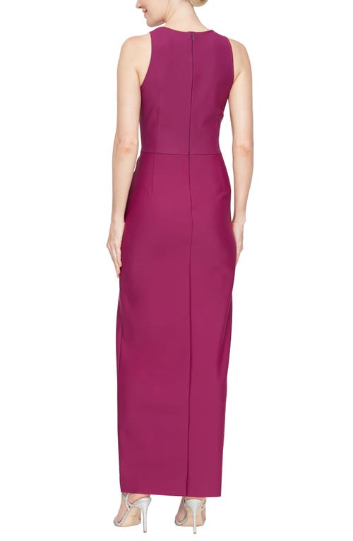 Alex Evenings Cascade Ruffle Sleeveless Sheath Gown In Passion