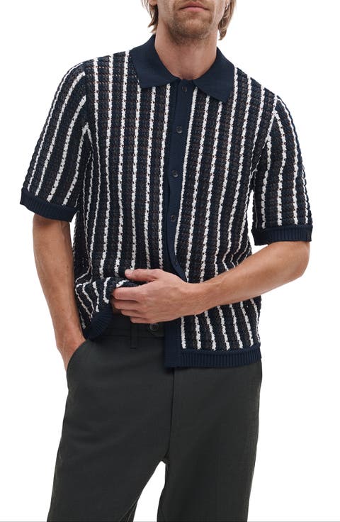 Dalton Texture Knit Short Sleeve Button-Up Shirt
