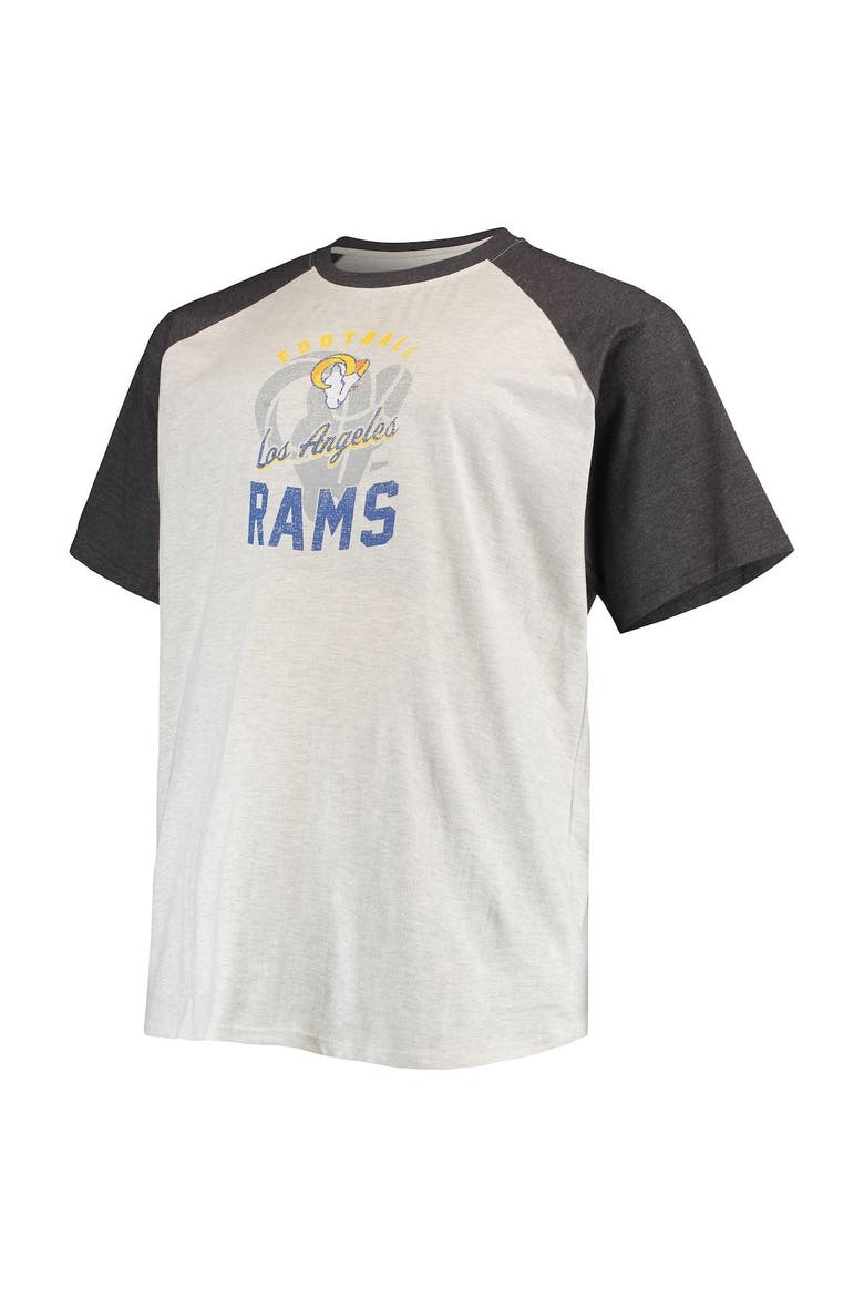 Men's Oatmeal/Heathered Charcoal Los Angeles Rams Big & Tall Raglan T-Shirt, Alternate, color, Oatmeal