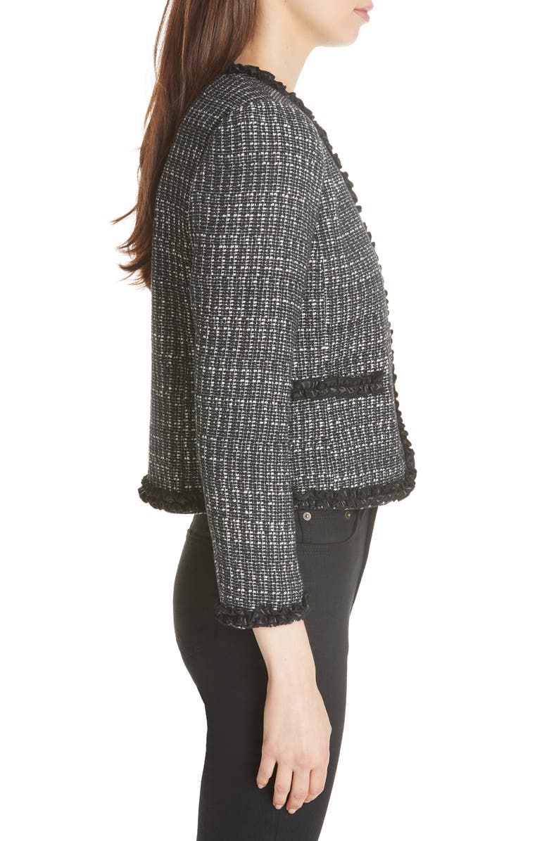 Rebecca Taylor Ruffle Trim Tweed Jacket, Alternate, color,