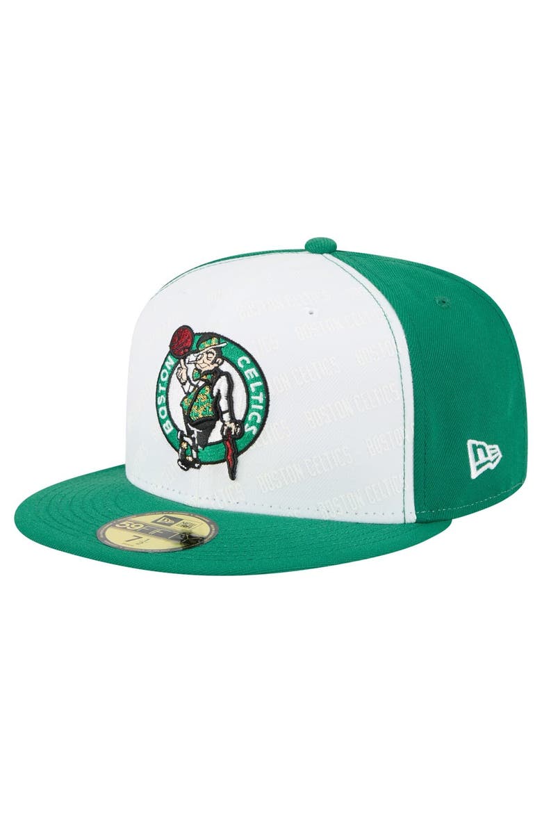 Men's New Era  White/Kelly Green Boston Celtics Repeat 59Fifty Fitted Hat, Main, color, White
