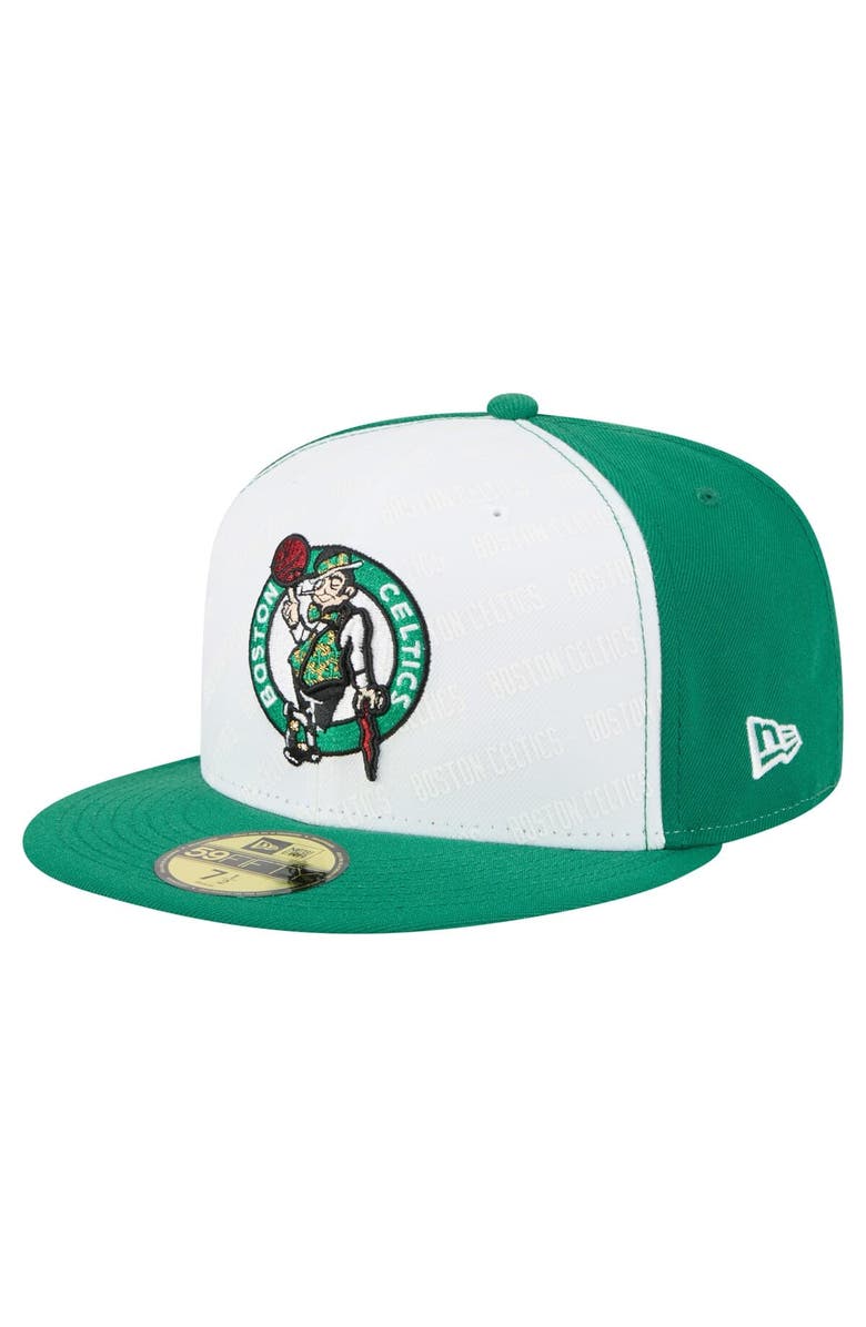 New Era Men's New Era White/Kelly Green Boston Celtics Repeat 59Fifty Fitted Hat, Main, color, White