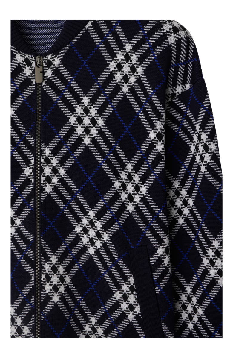 Burberry Check Wool Blend Bomber Jacket, Alternate, color, Ink Blue