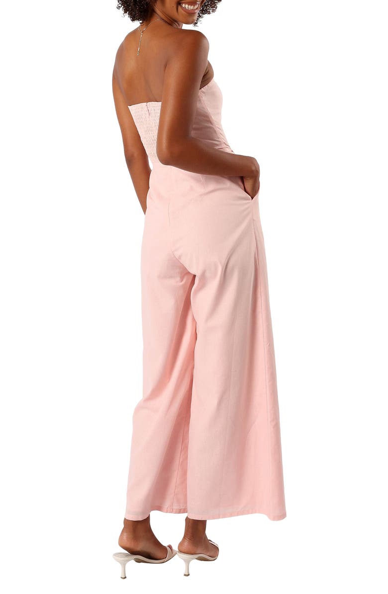 Petal & Pup Jodie Strapless Cotton & Linen Jumpsuit, Alternate, color,