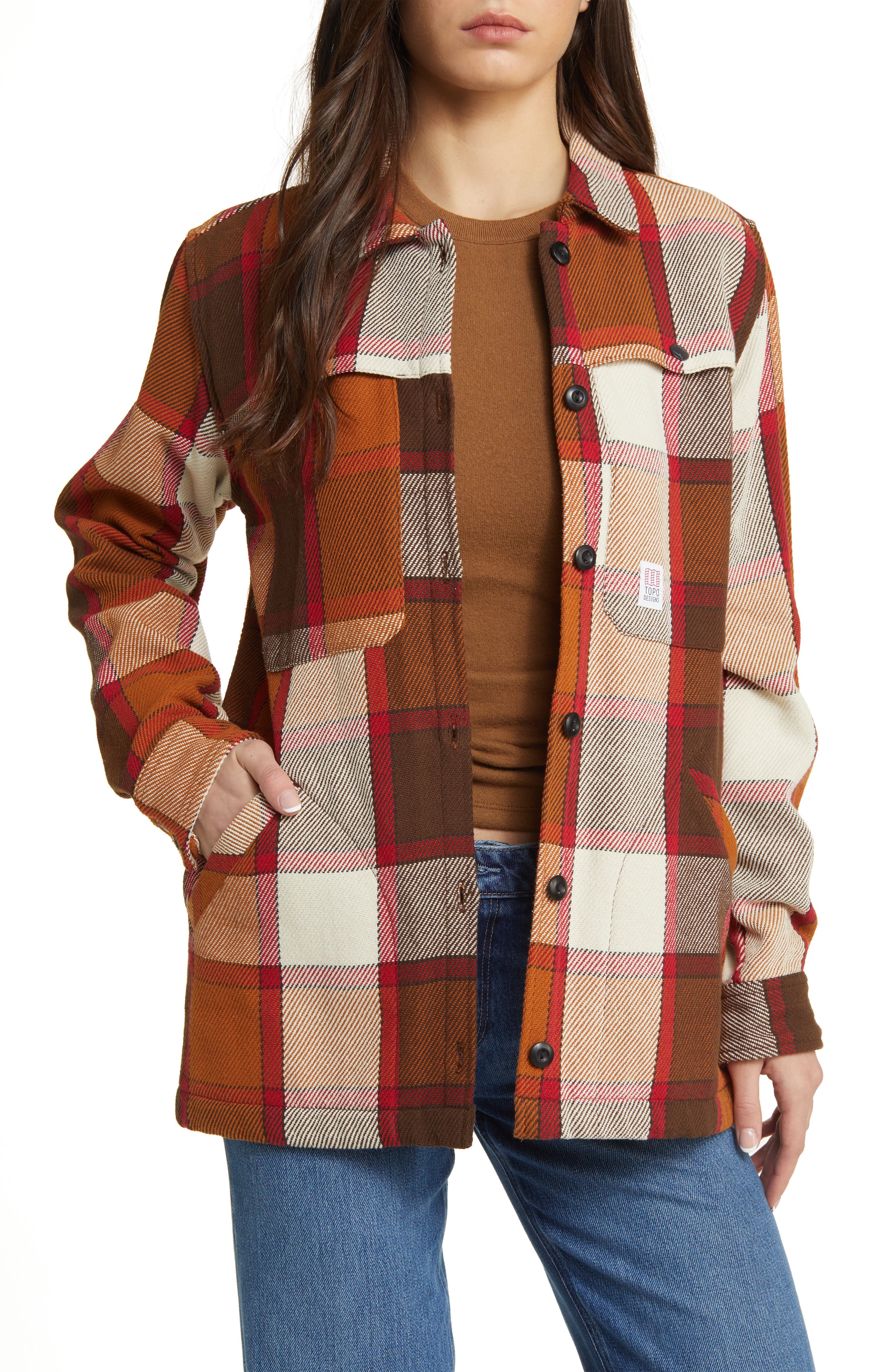 Topo Designs Mountain Oversize Plaid Organic Cotton Shirt Jacket