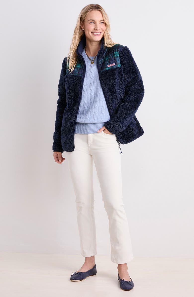 vineyard vines Quilted High Pile Fleece Jacket, Alternate, color, Charleston Green