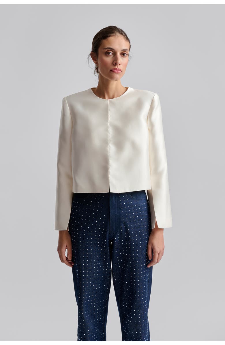 Malina Ruthie Cropped Long Sleeve Blouse, Alternate, color, Ivory