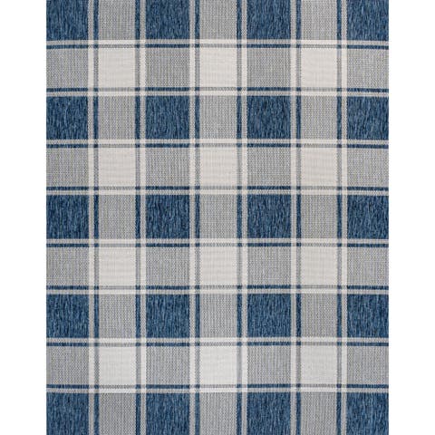 Sabine Traditional Farmhouse Bold Gingham Indoor/Outdoor Area Rug