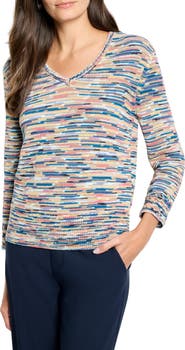 NIC+ZOE Mix Fringe Space Dye Sweater