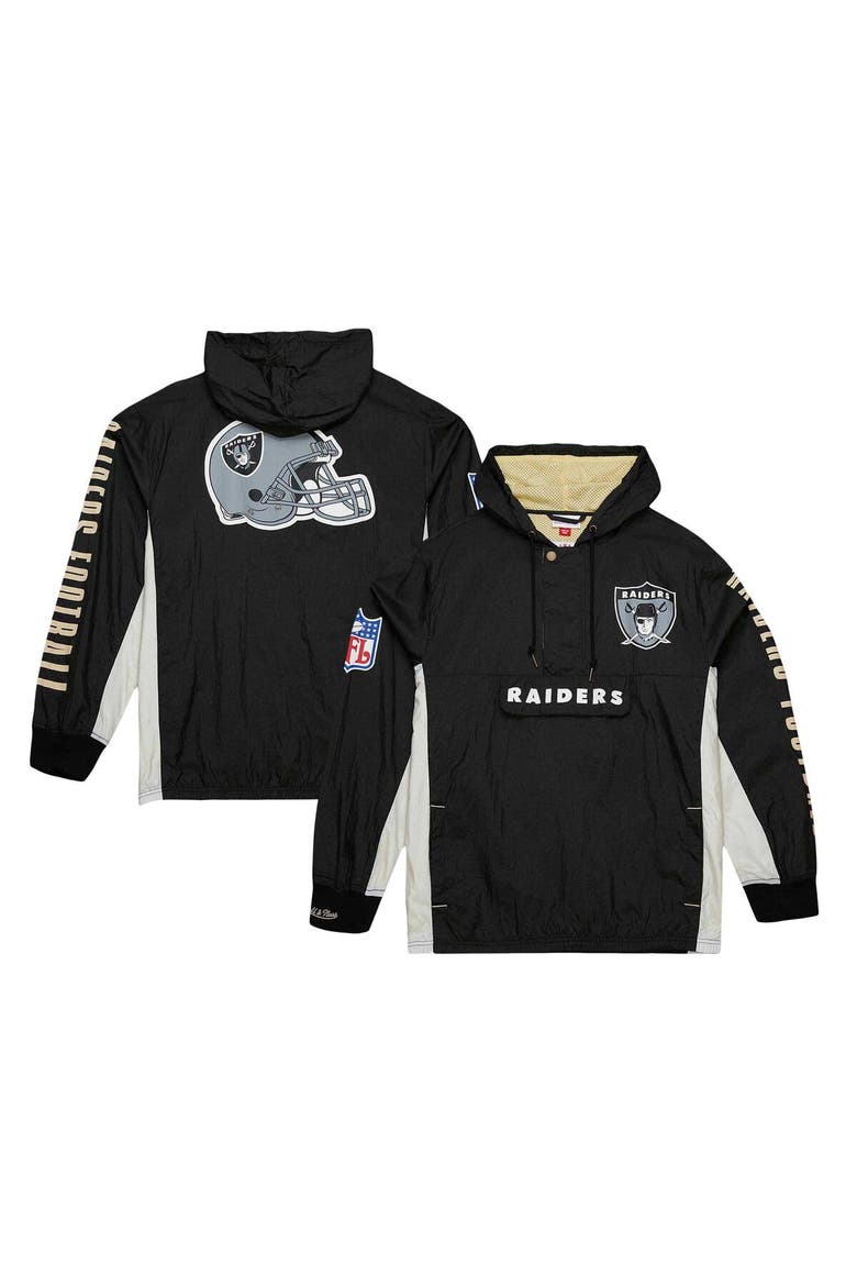 Men's Mitchell & Ness Black Las Vegas Raiders Team OG 2.0 Anorak Vintage Logo Quarter-Zip Windbreaker Jacket, Main, color, Black
