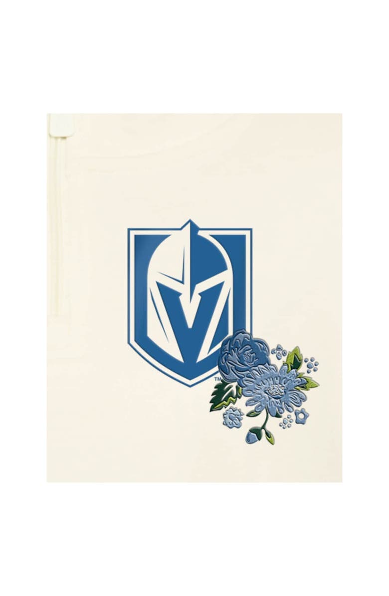 New Era Women's New Era Cream Vegas Golden Knights Glam Game Quarter-Zip Cropped Floral Hoodie Pullover, Alternate, color, Cream