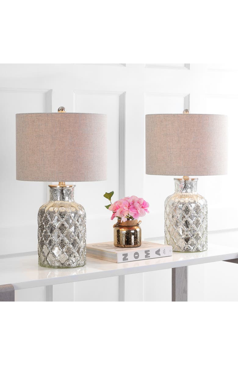 JONATHAN Y Alvord LED Glass Table Lamp, Alternate, color, Mercury Silver