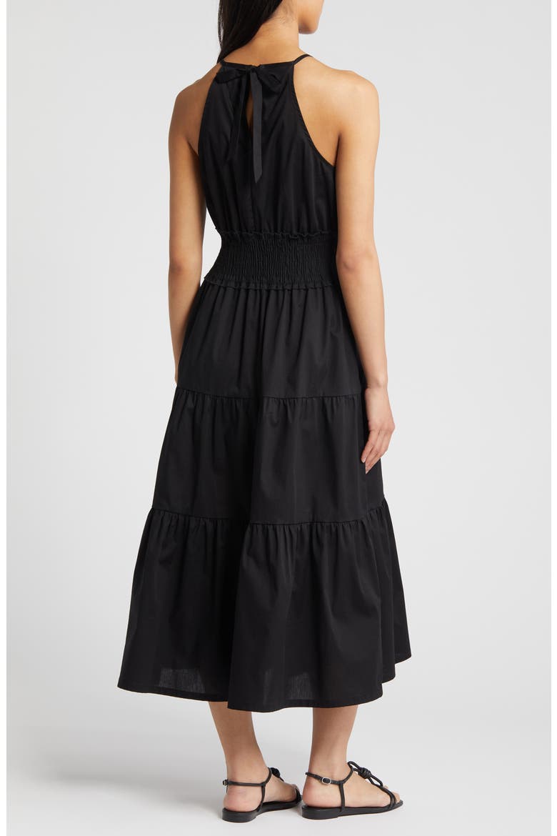 Smocked Waist Tiered Maxi Dress, Alternate, color, BLACK
